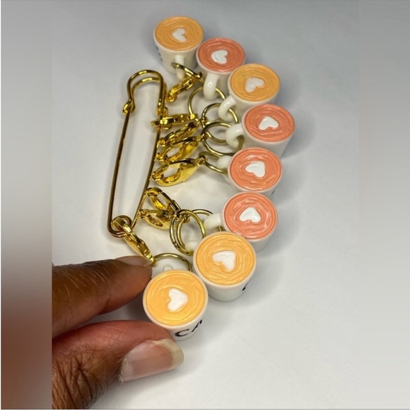 Cafe themed stitch markers for knitting and crochet. - Picture 5 of 6